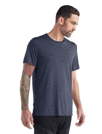 Men's Icebreaker Merino Sphere II Short Sleeve T Shirts Midnight Heather | CA 1794VRWD